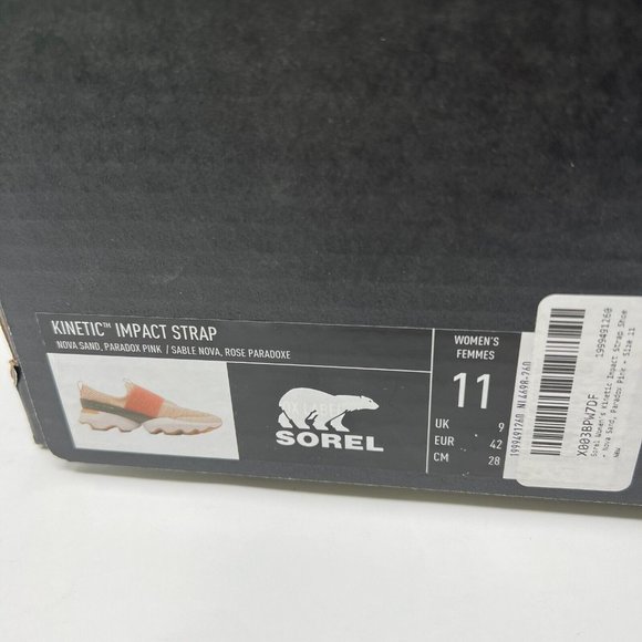 Sorel Kinetic Impact Strap Shoes Size 11 Womens Nova Sand, Paradox Pink NEW! - Picture 2 of 10